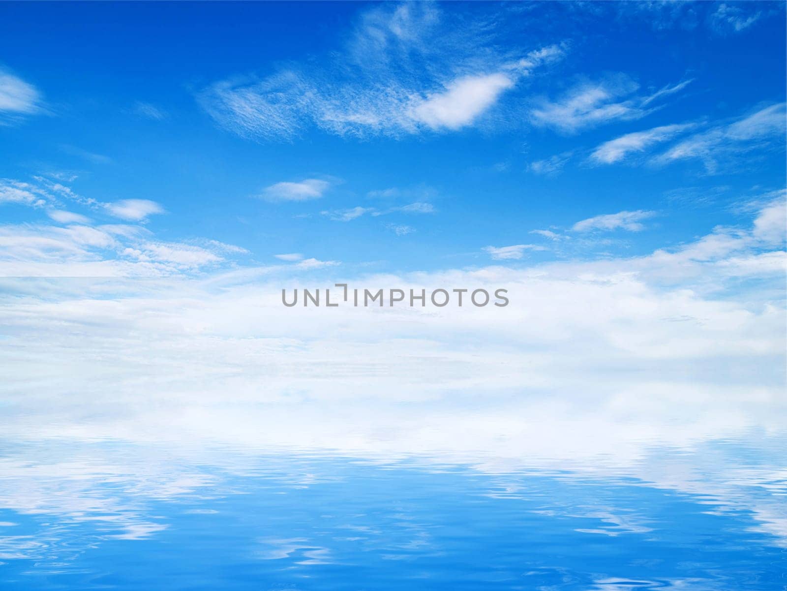 white fluffy clouds with rainbow in the blue sky
