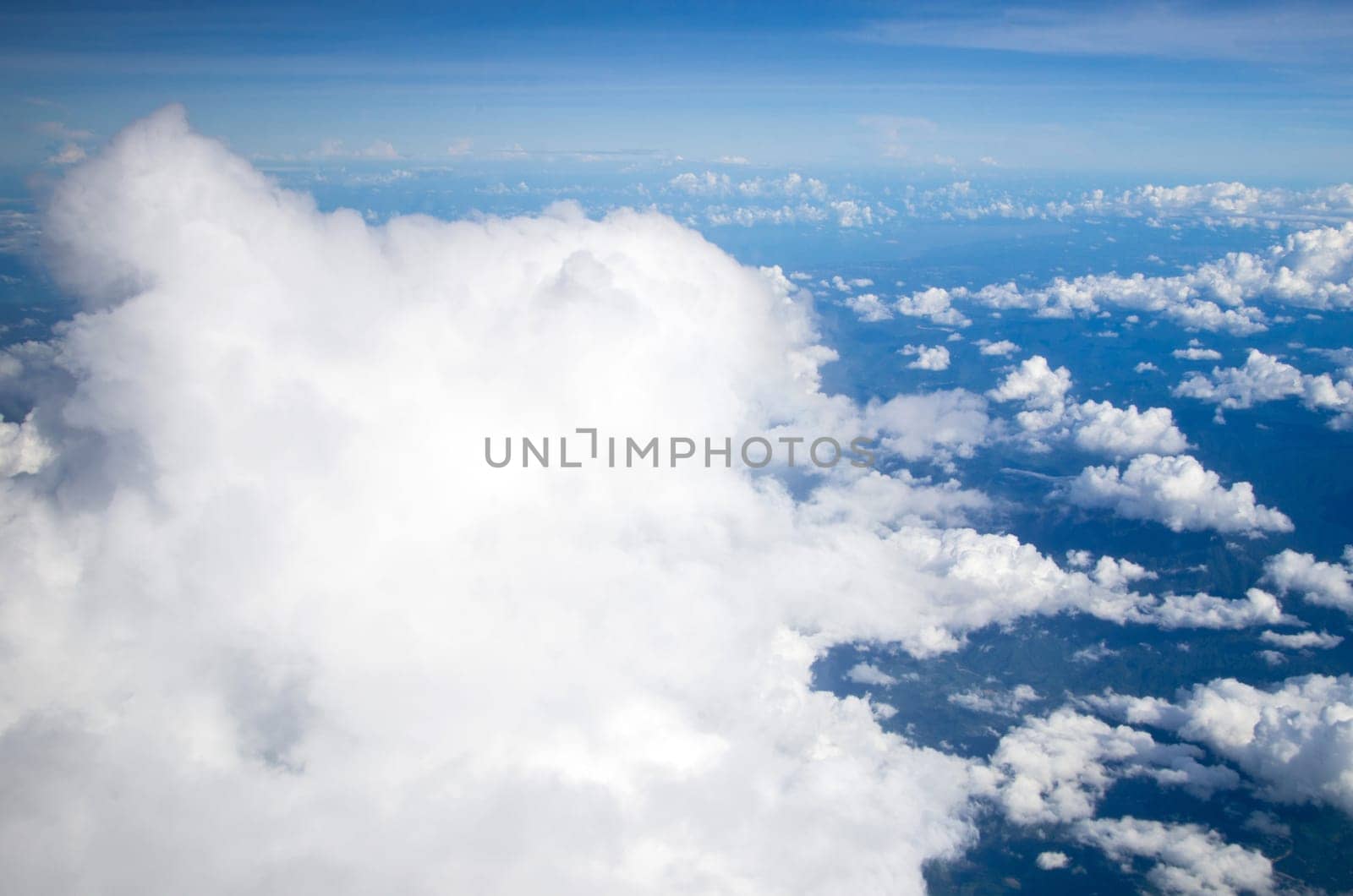 blue sky with clouds and sun