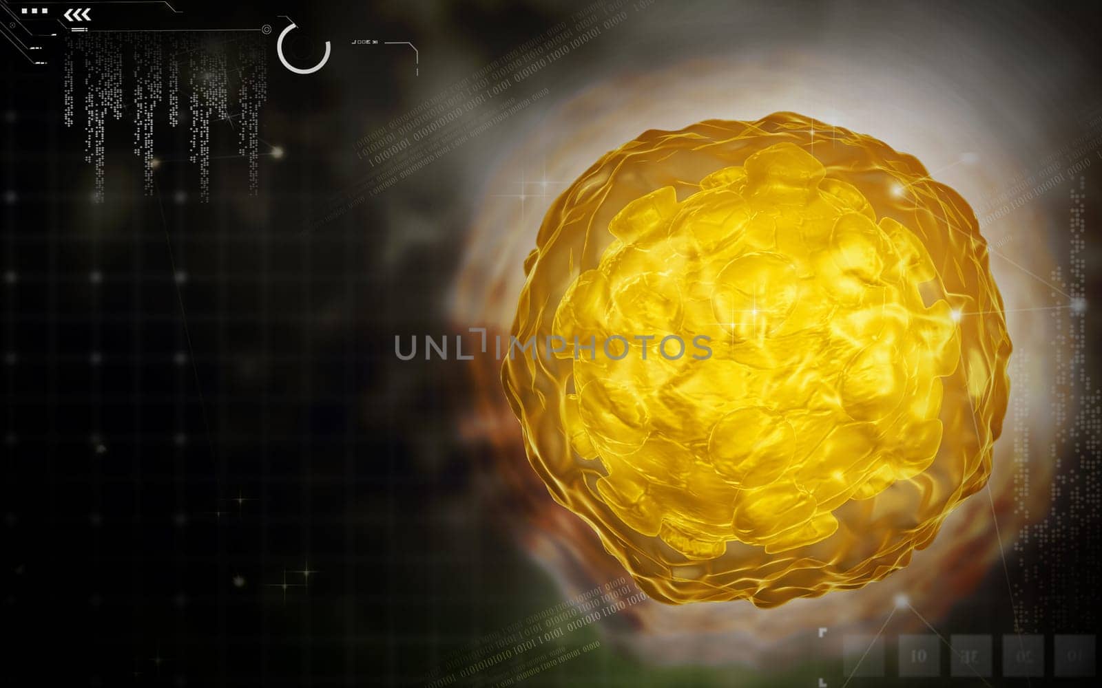 Digital illustration of polio virus in colour background