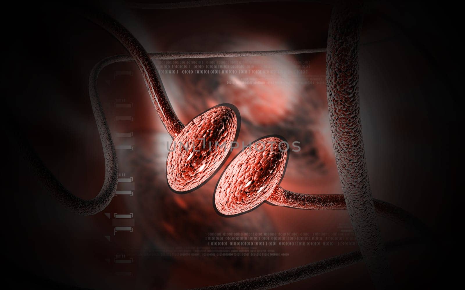 Digital illustration of synapse in colour background