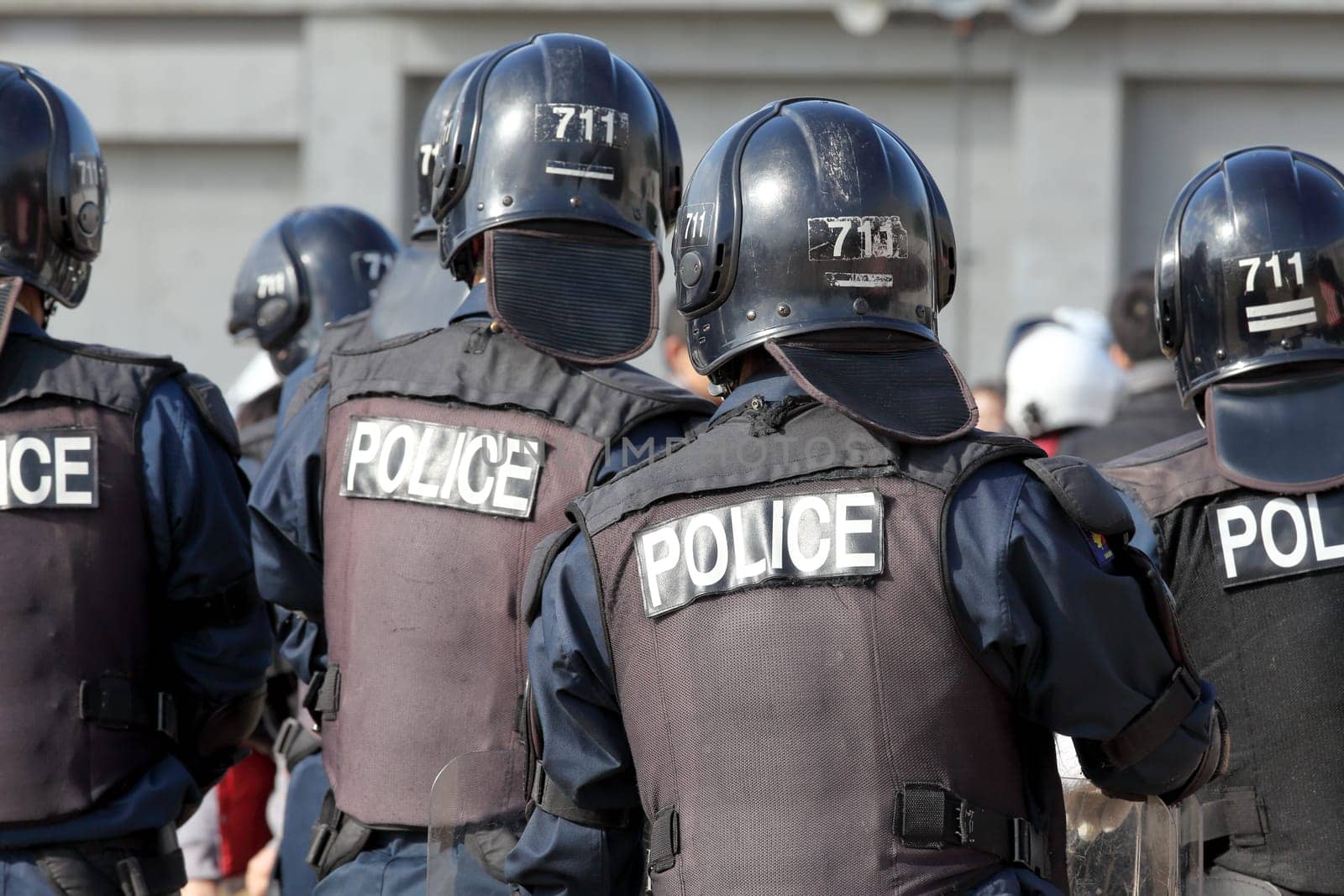 Japanese special policemen waiting for orders