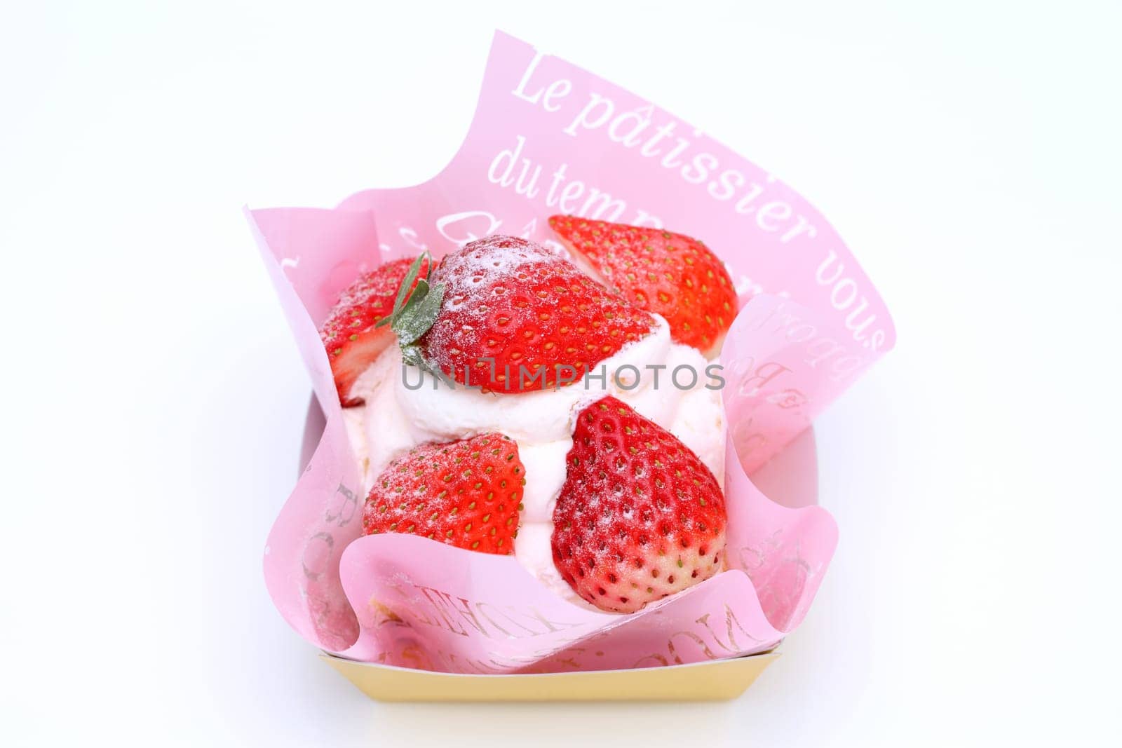 strawberry cake with wrapping paper