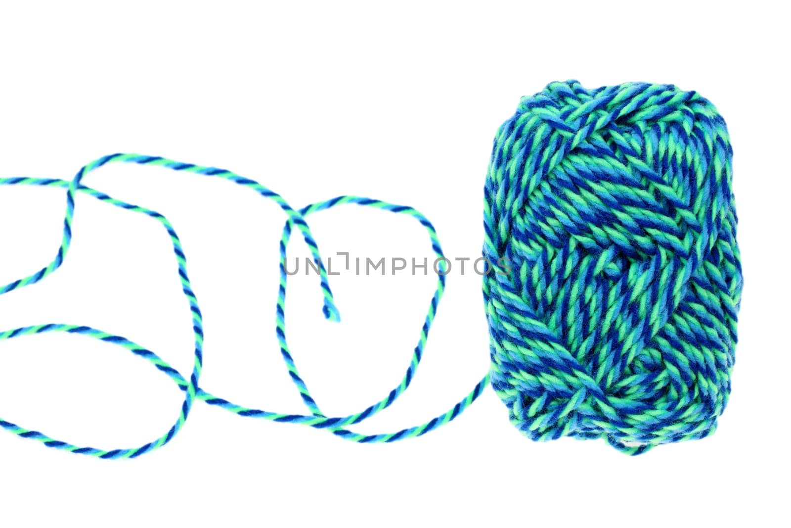 ball of green wool isolated on white background