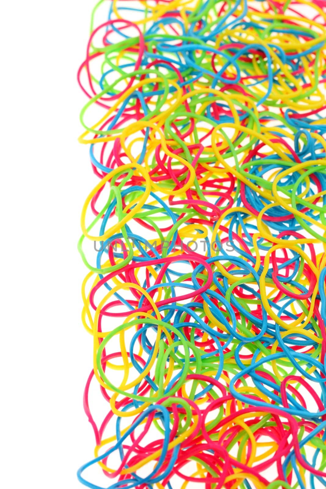 colorful rubber bands isolated on white background