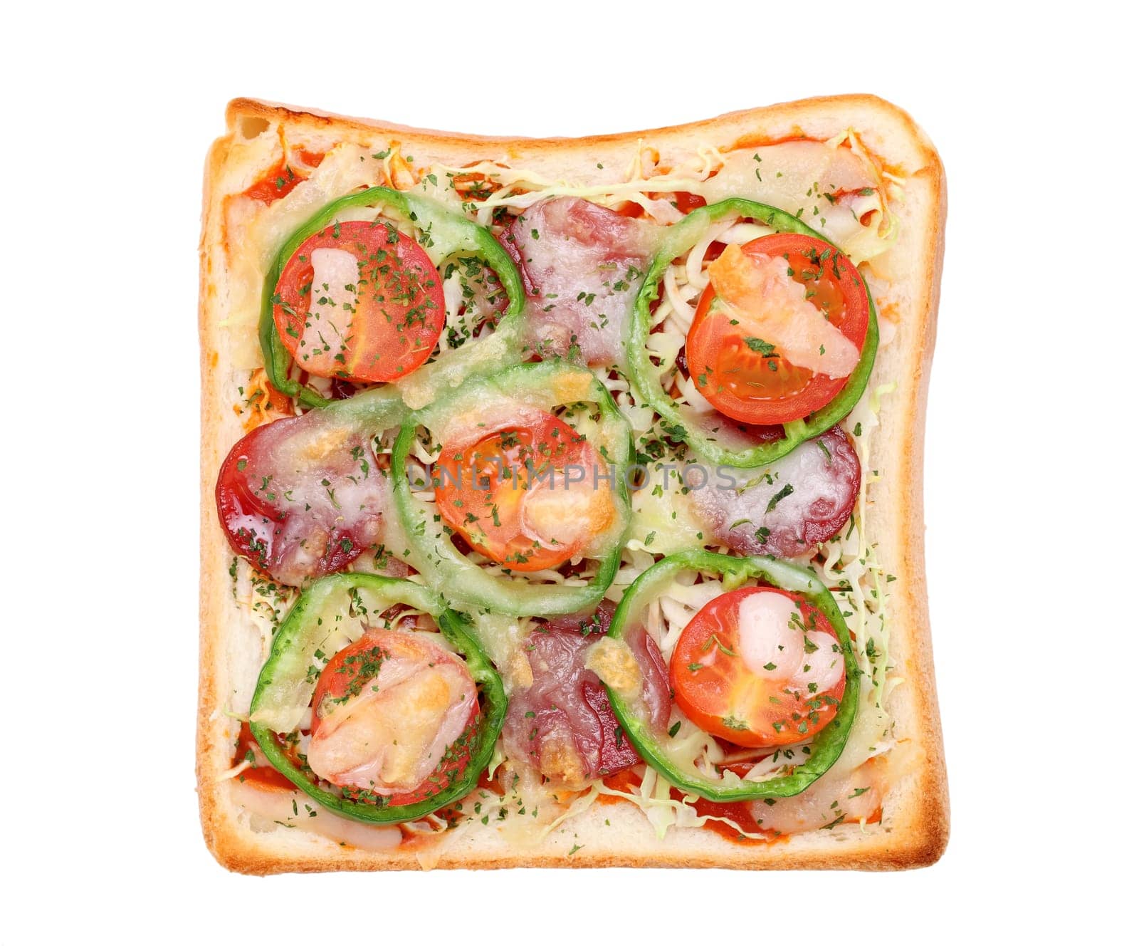 homemade pizza bread isolated on white background