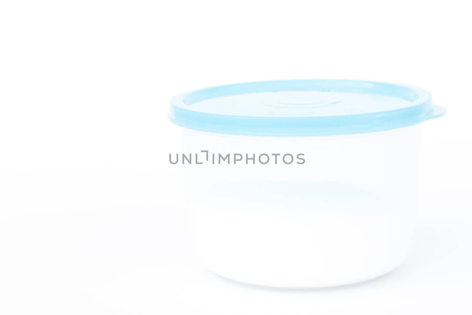 Plastic food containers isolated on white background, stock photo