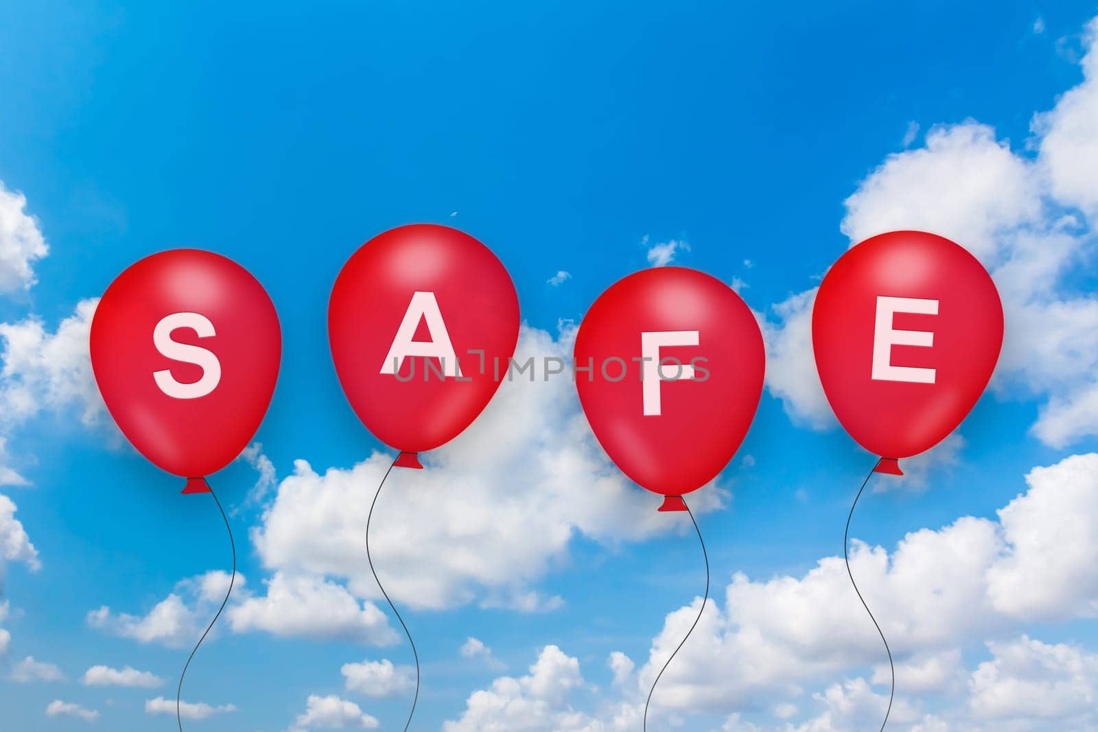 SAFE text on balloon with blue sky background