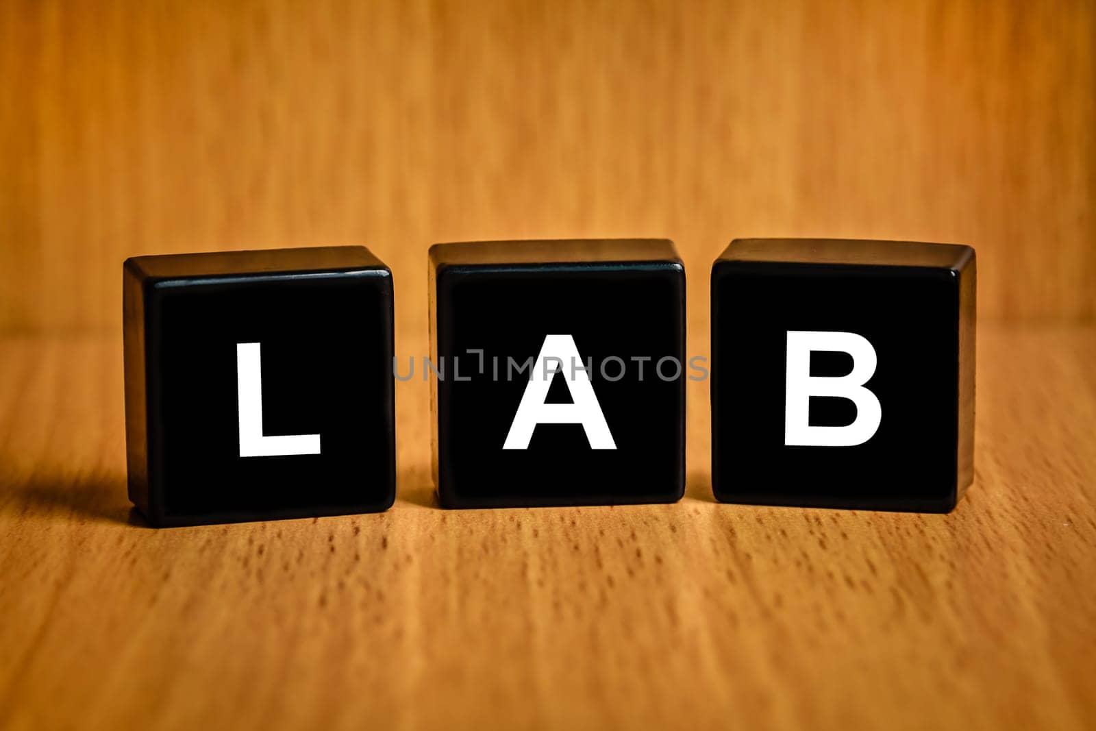 LAB or Laboratory text on black block