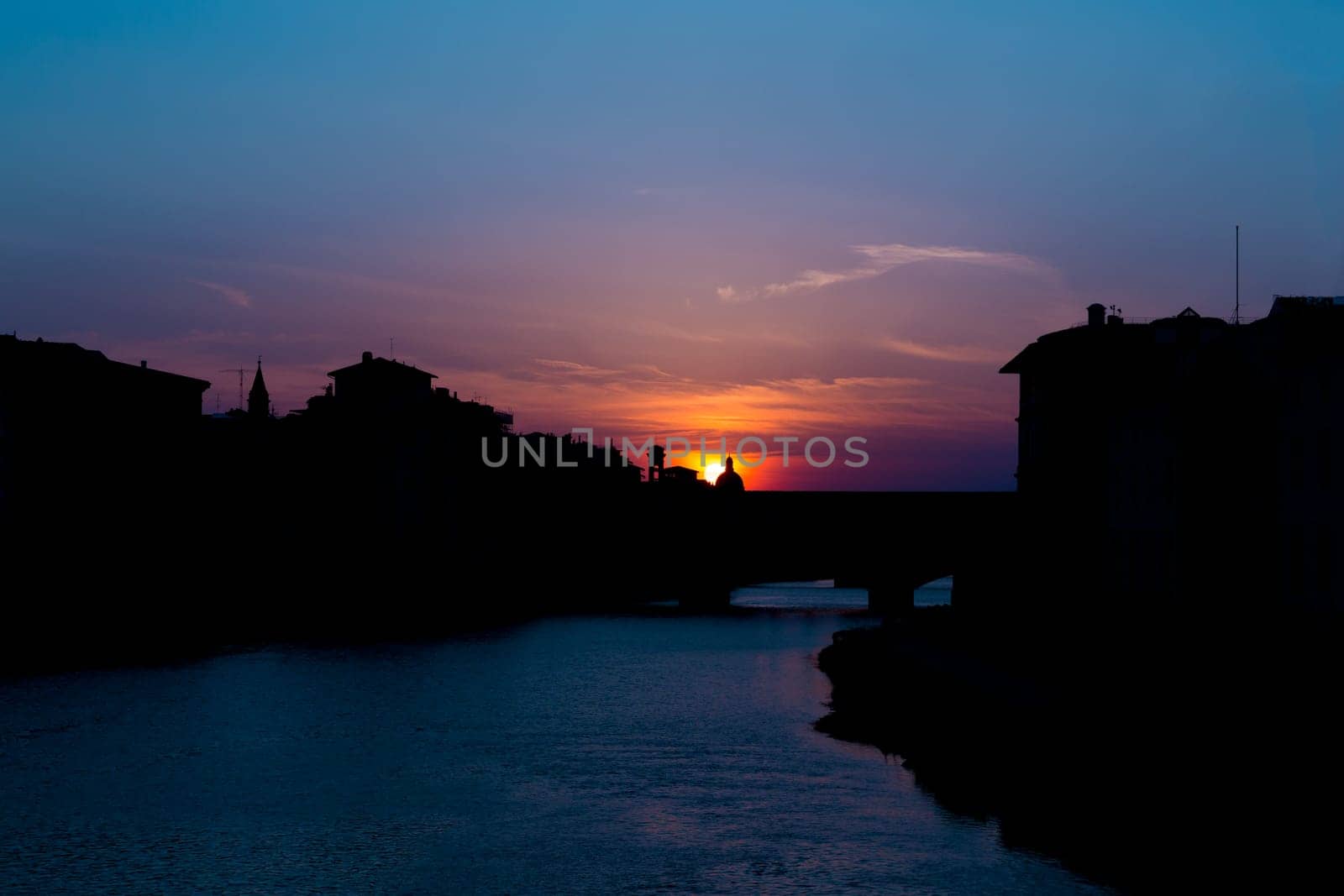 The Ponte Vecchio in Florence before a sunset