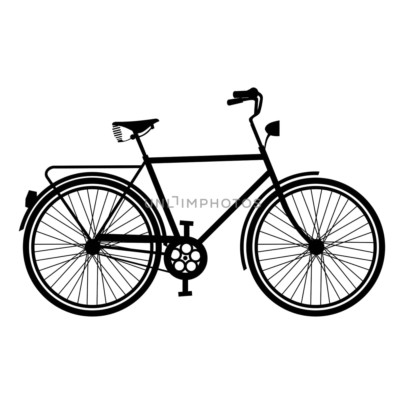 Retro bike silhouette concept, isolated bicycle outline on white background. EPS10 vector.