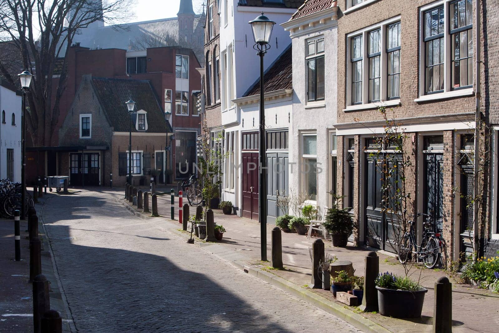 Picturesque street in Gouda, the Netherlands