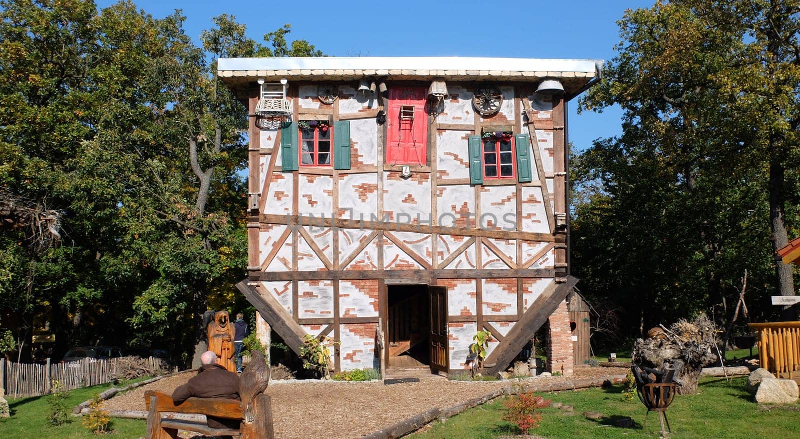 a house stands head