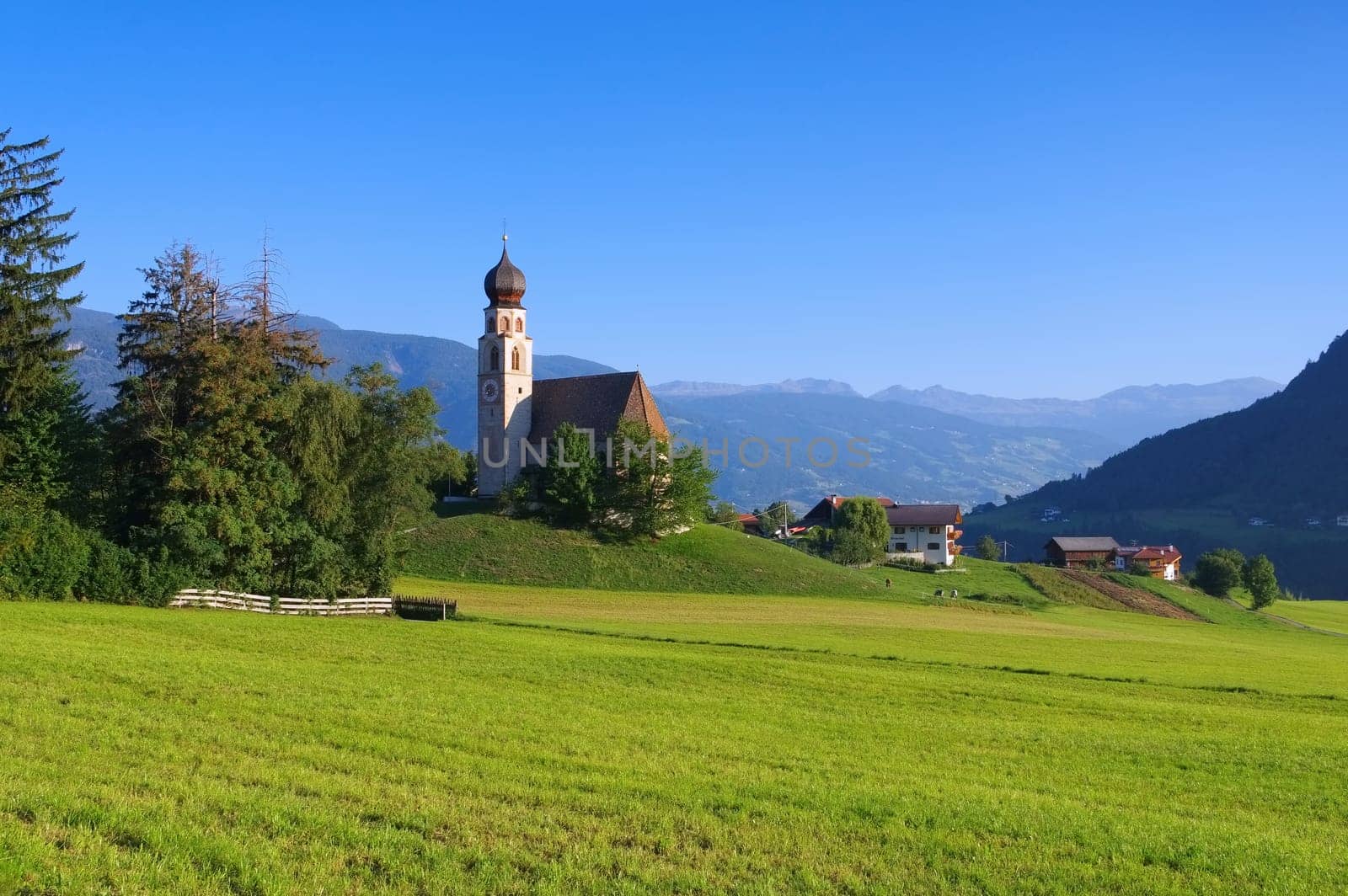 Church of St. Constantine with Schlern - the church St. Konstantin near mountain Schlern