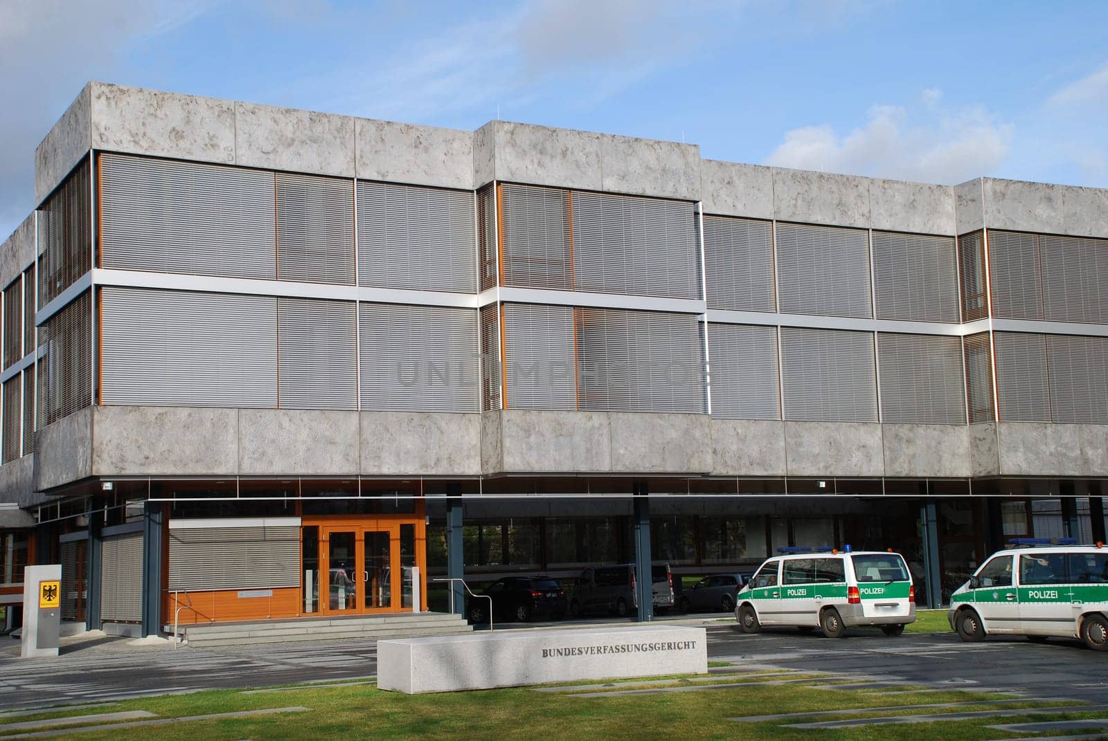 Federal Constitutional Court Karlsruhe Schlossplatz Federal Police BVerfG Court Constitutional Court Germany Federal Republic of Germany Constitutional Organ Building Judge Police Constitutional Judge Terror Threat