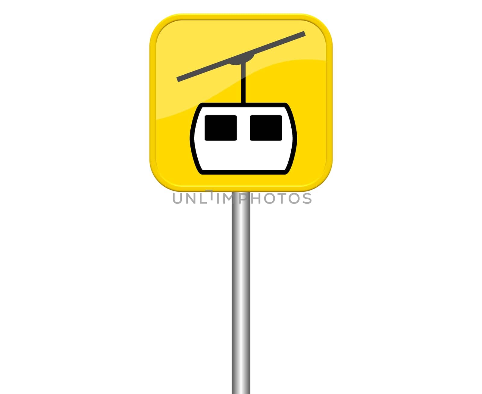 Yellow insulated sign with cable car symbol
