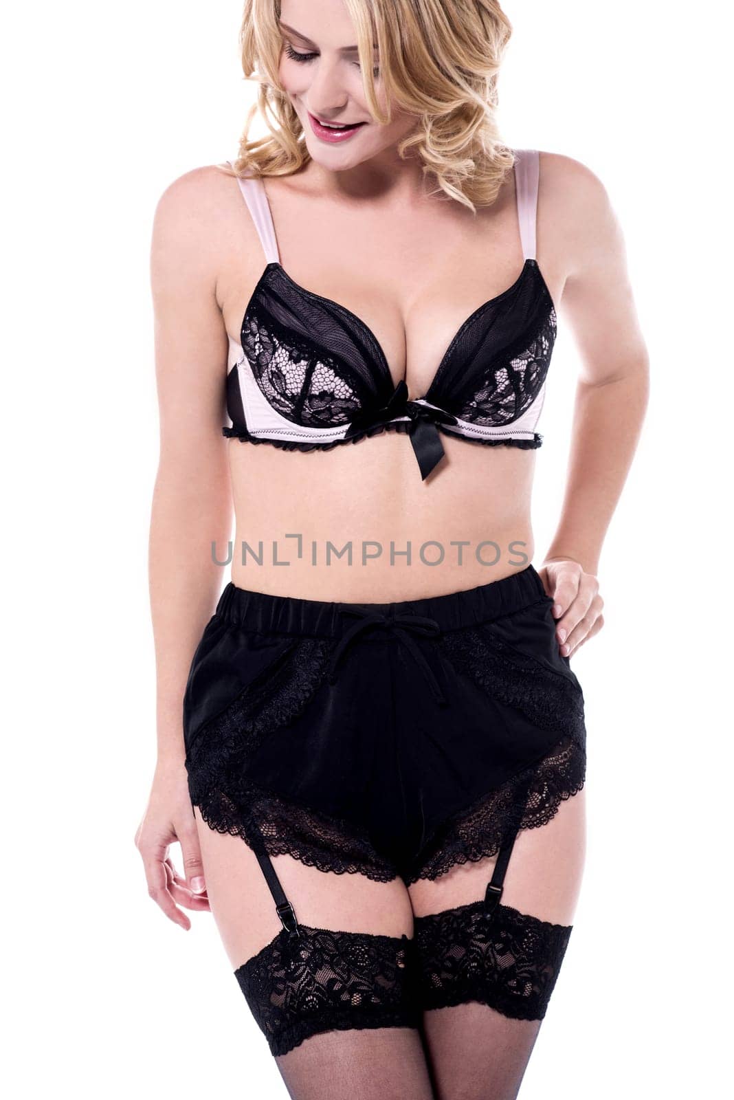 Shot of a woman in black lingerie