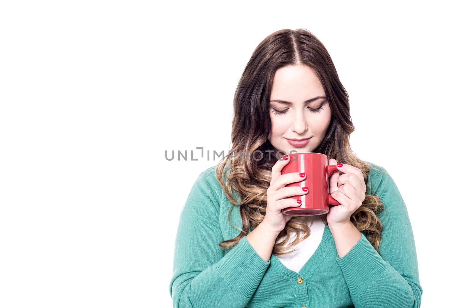 Beautiful smiling woman with a cup of coffee