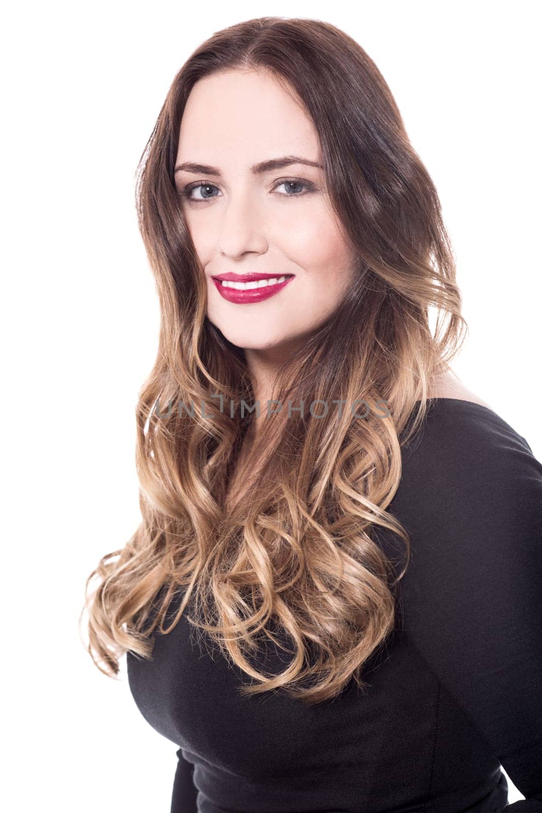 close up shot of a young woman with wavy hair