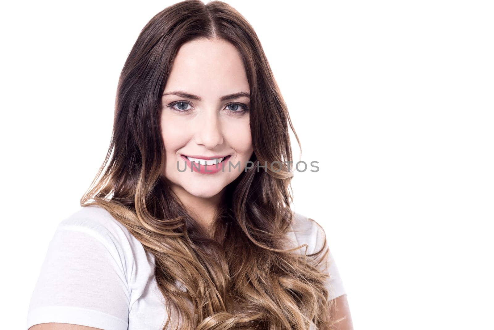 Portrait of a beautiful young woman over white