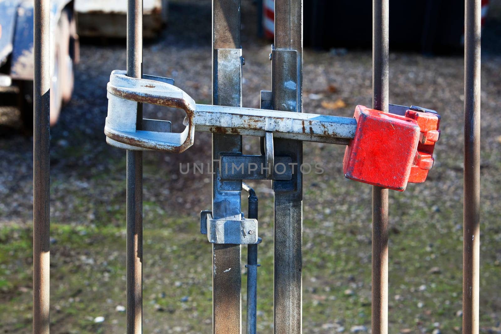 Heavy lock on a fence gate