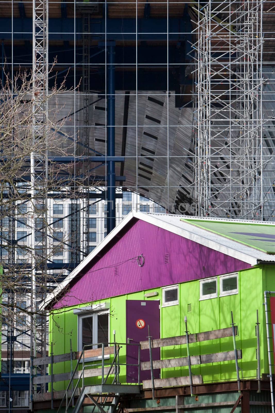 Shack on  a construction site in Rotterdam.