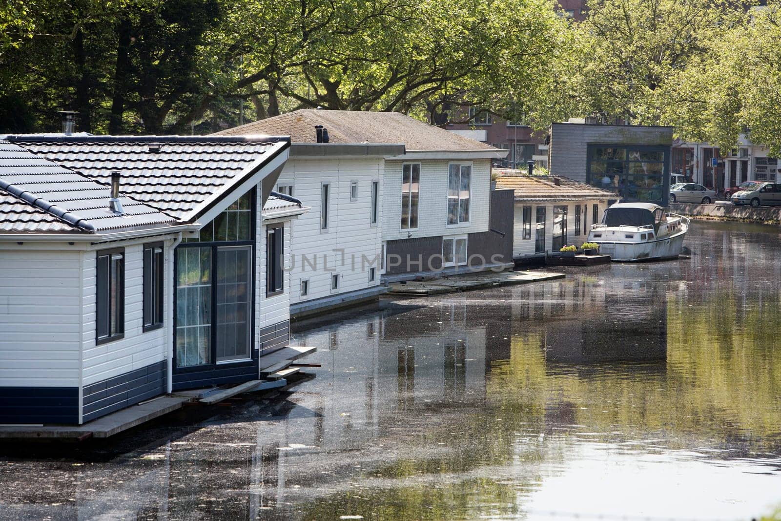 Houseboats on the Rotte River in Rotterdam, the Netherlands