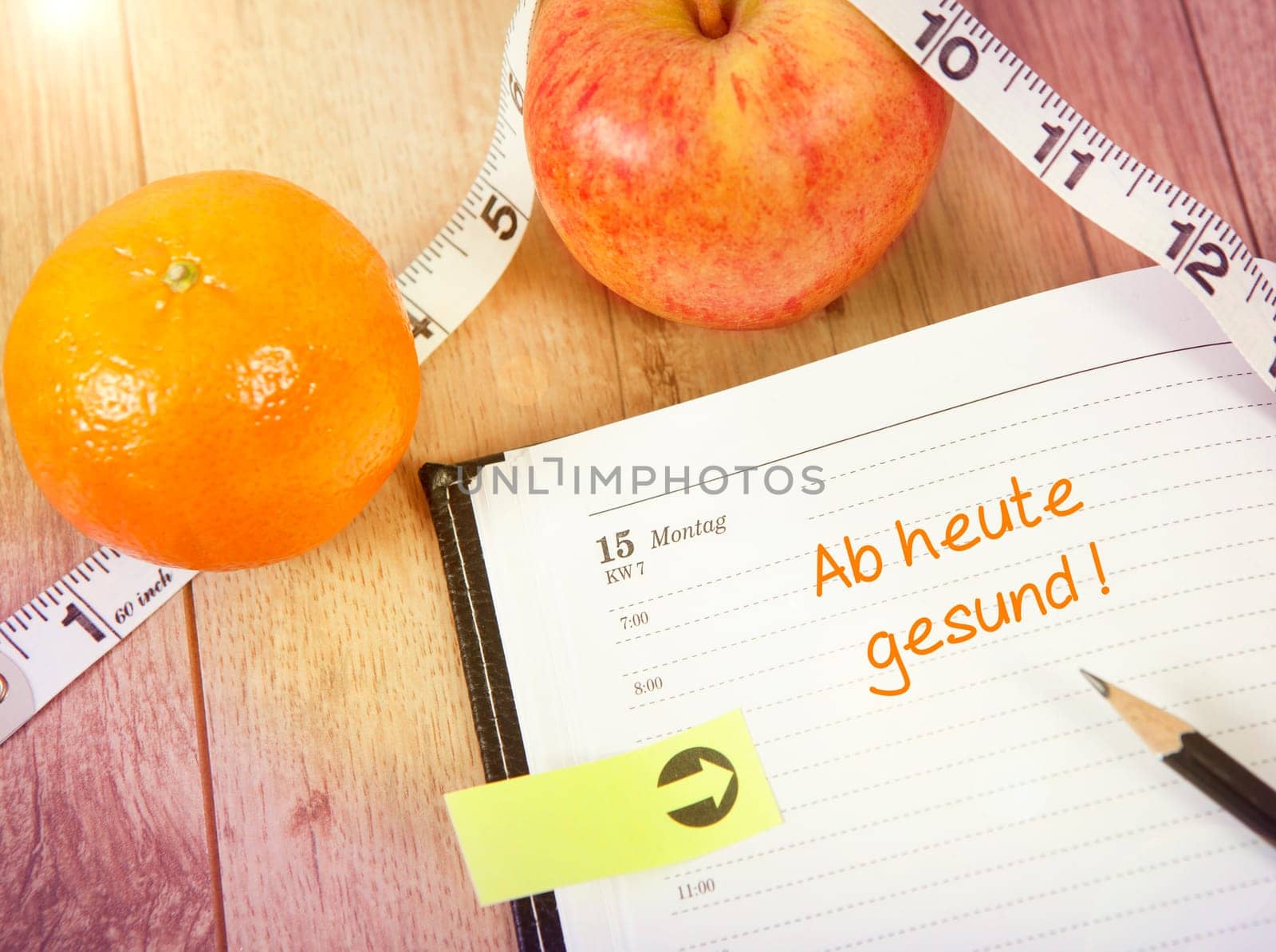 a calendar with fruit,from today healthy