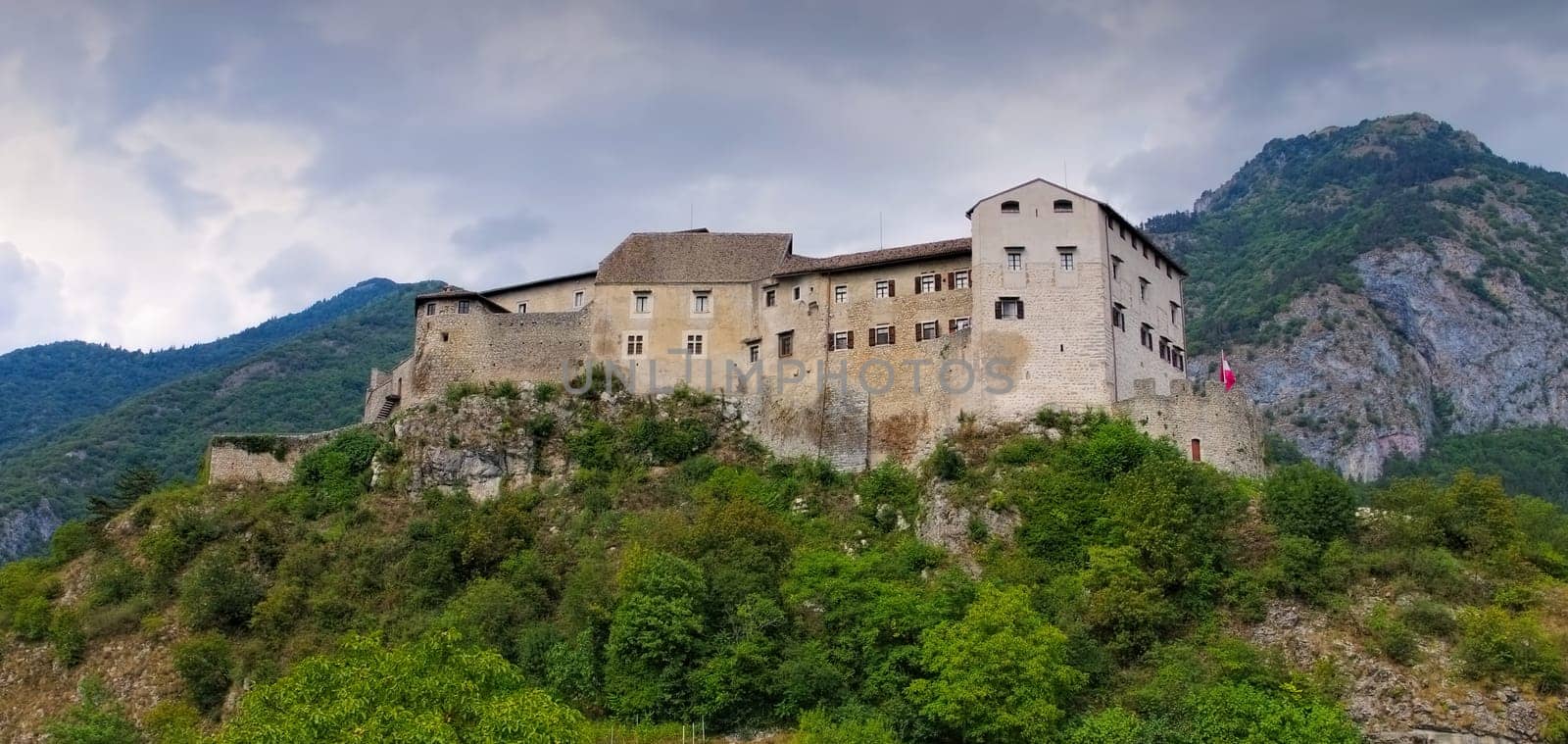 the Italian town and castle Stenico in northern Italy