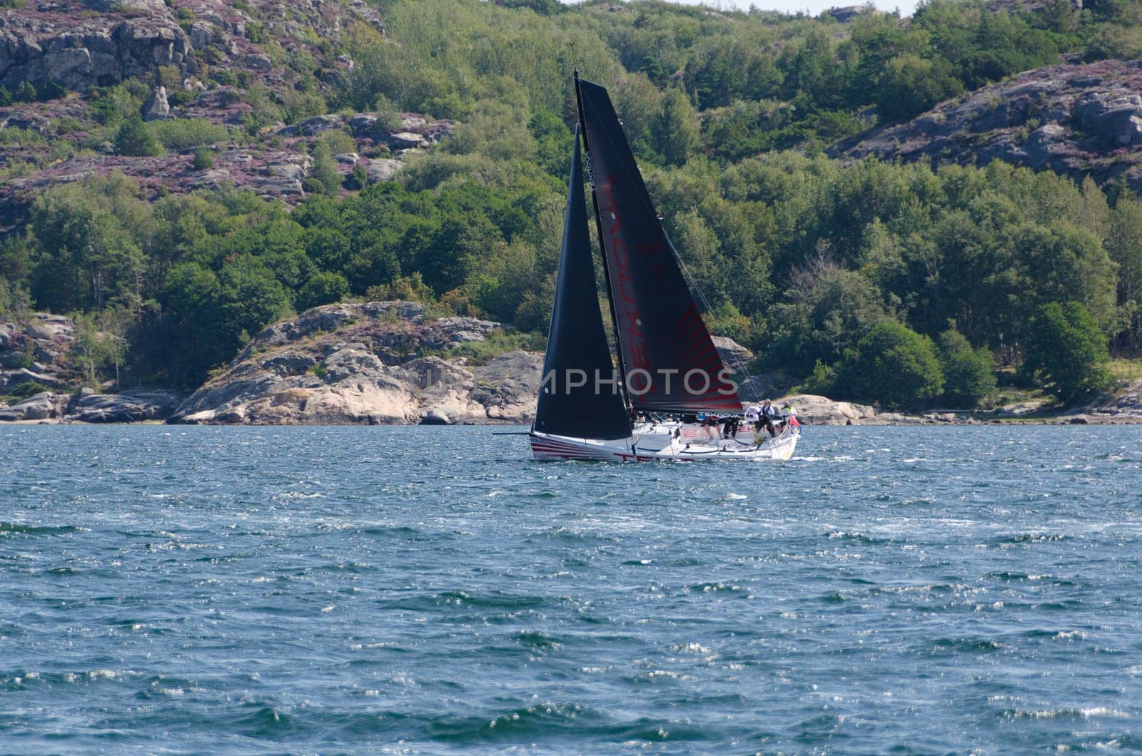 one sailing boat in a competition in sweden on the westcoast