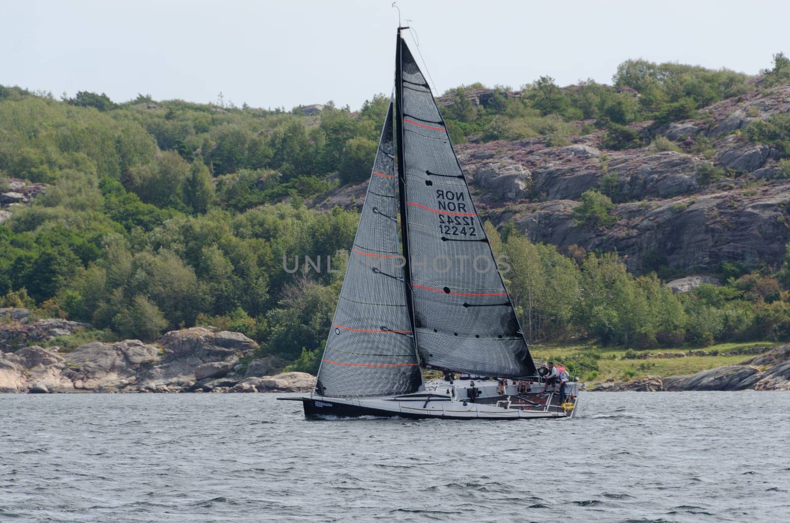 one sailing boat in a competition in sweden on the westcoast