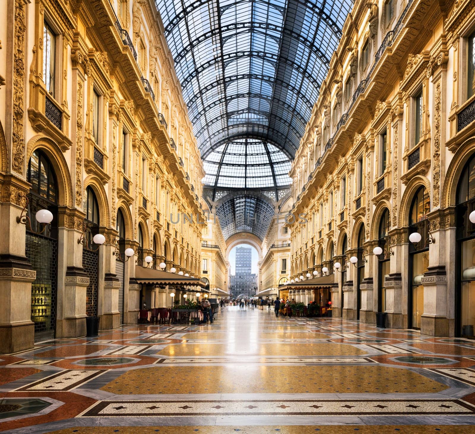 Glass dome of Galleria Vittorio Emanuele in Milan, Italy