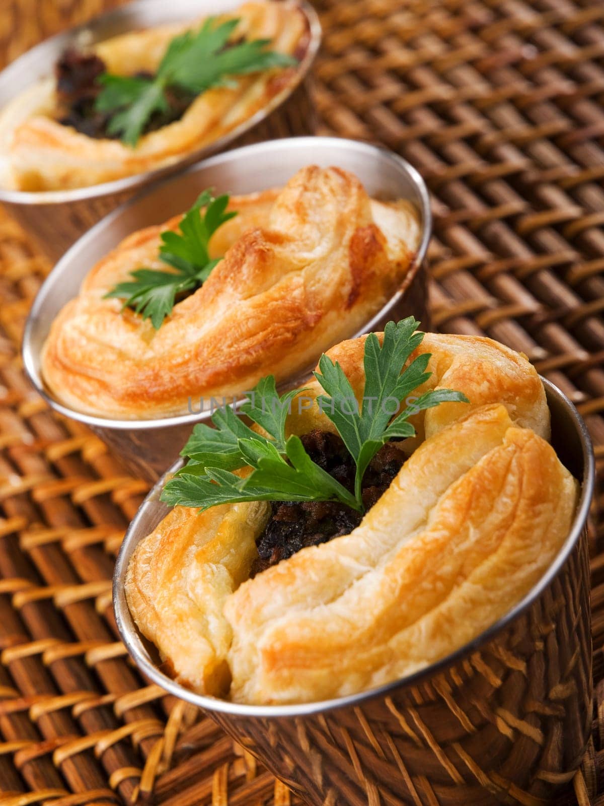 Puff pastry stuffed with ground beef, onion, cumin and other seasonings