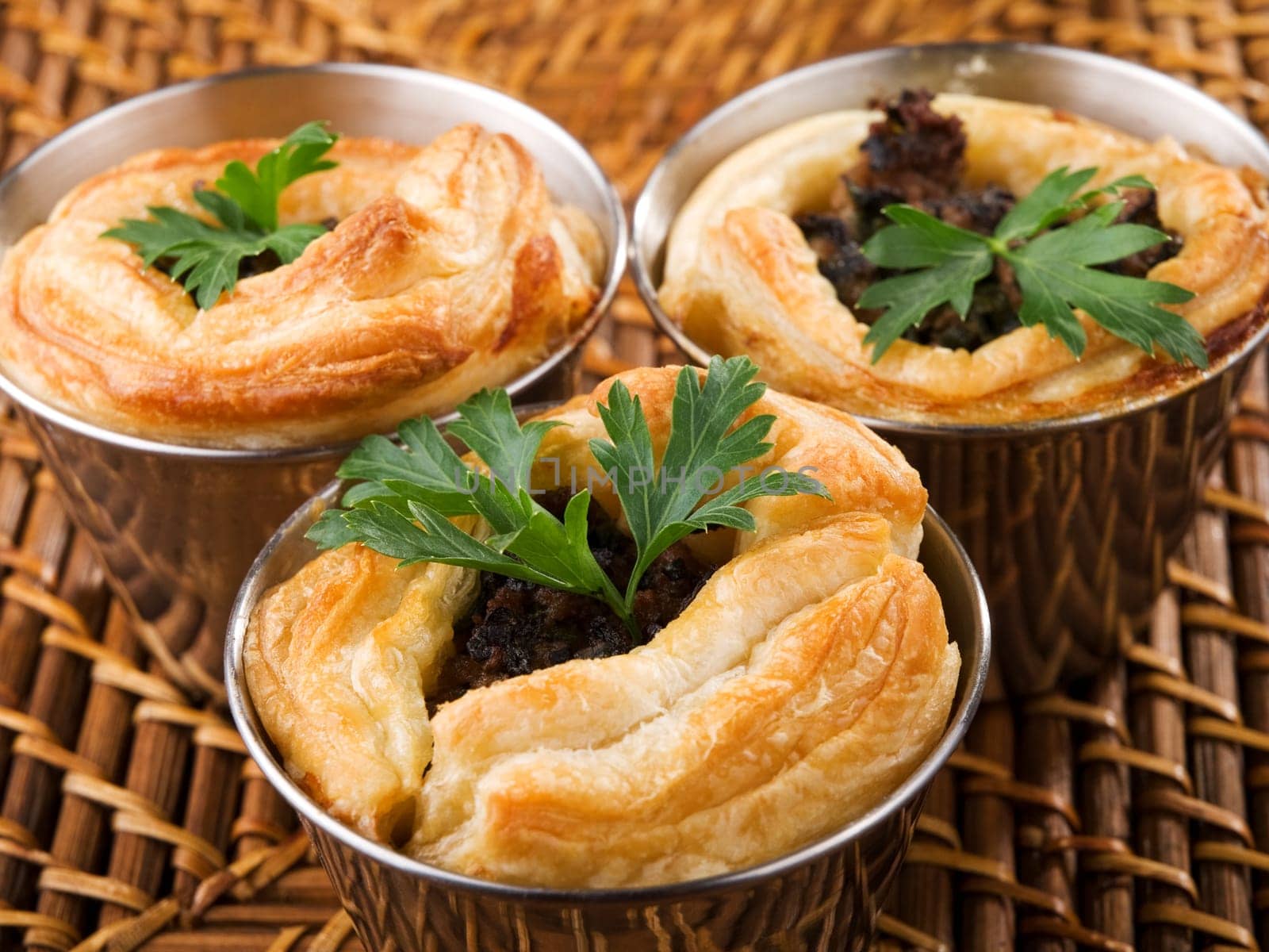 Puff pastry stuffed with ground beef, onion, cumin and other seasonings