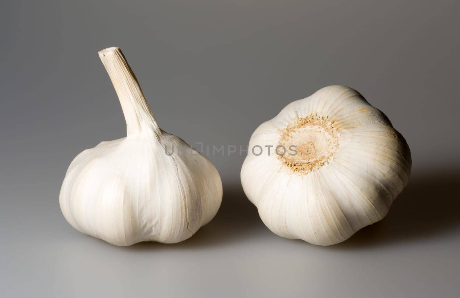 Pair of Garlic Bulbs close up.