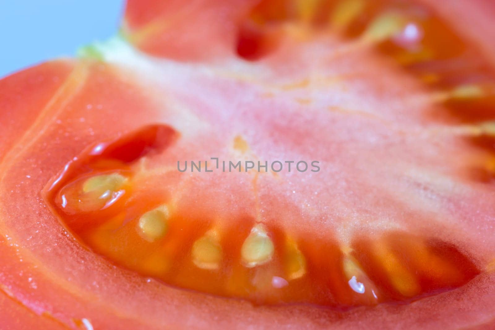 Sliced Tomato Close Up macro Image.