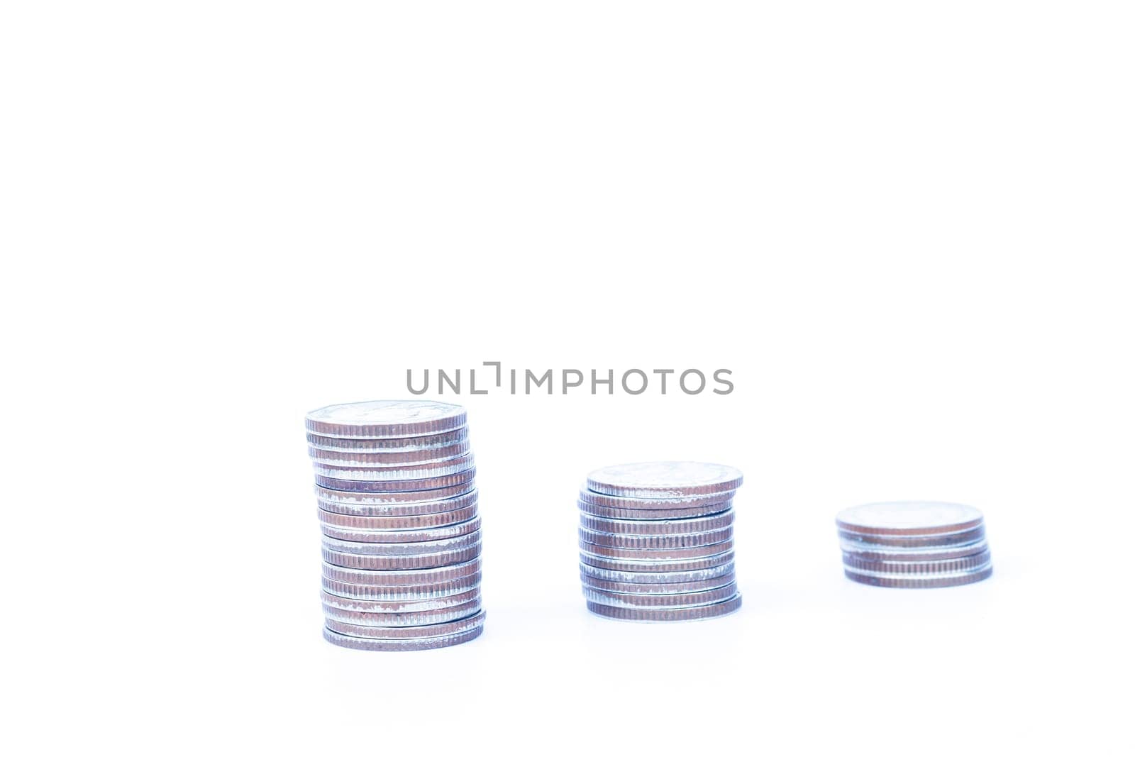 Coins isolated on white background, stock photo