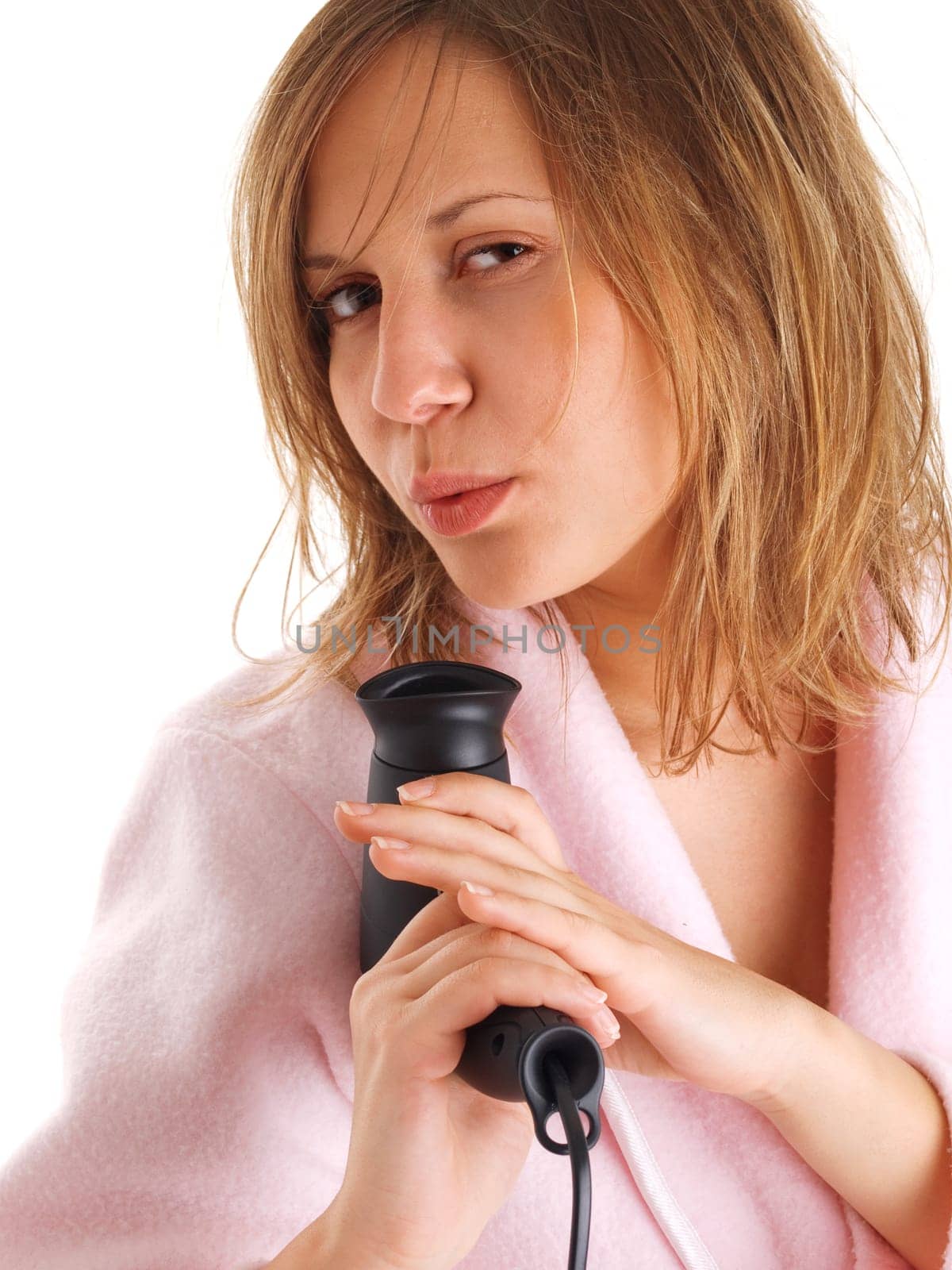 Female drying hair
