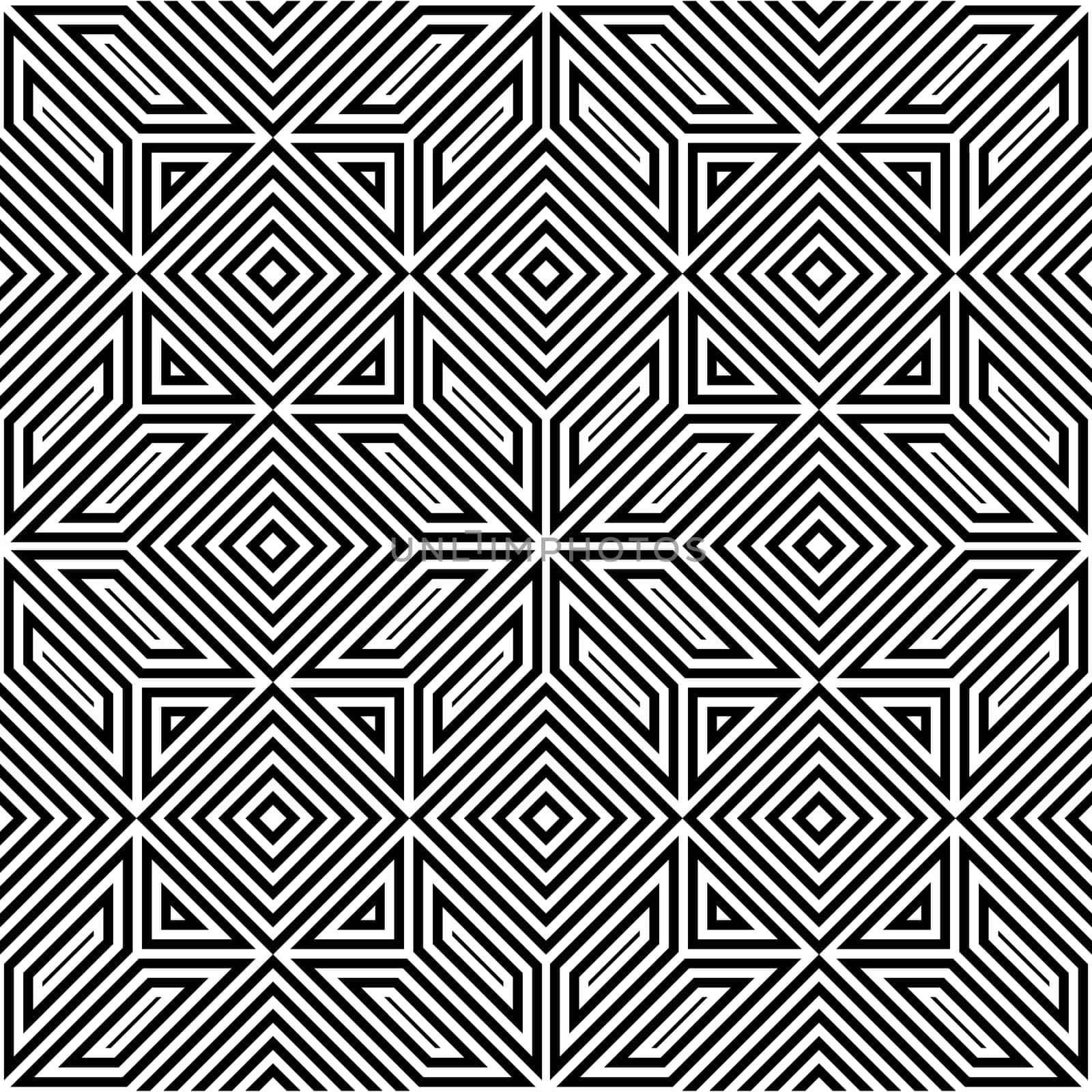 Seamless tileable vector pattern in contrast black and white colours, patchwork or mosaic or opart inspiration, square geometrical composition, usable for web print wallpapers decoration cards