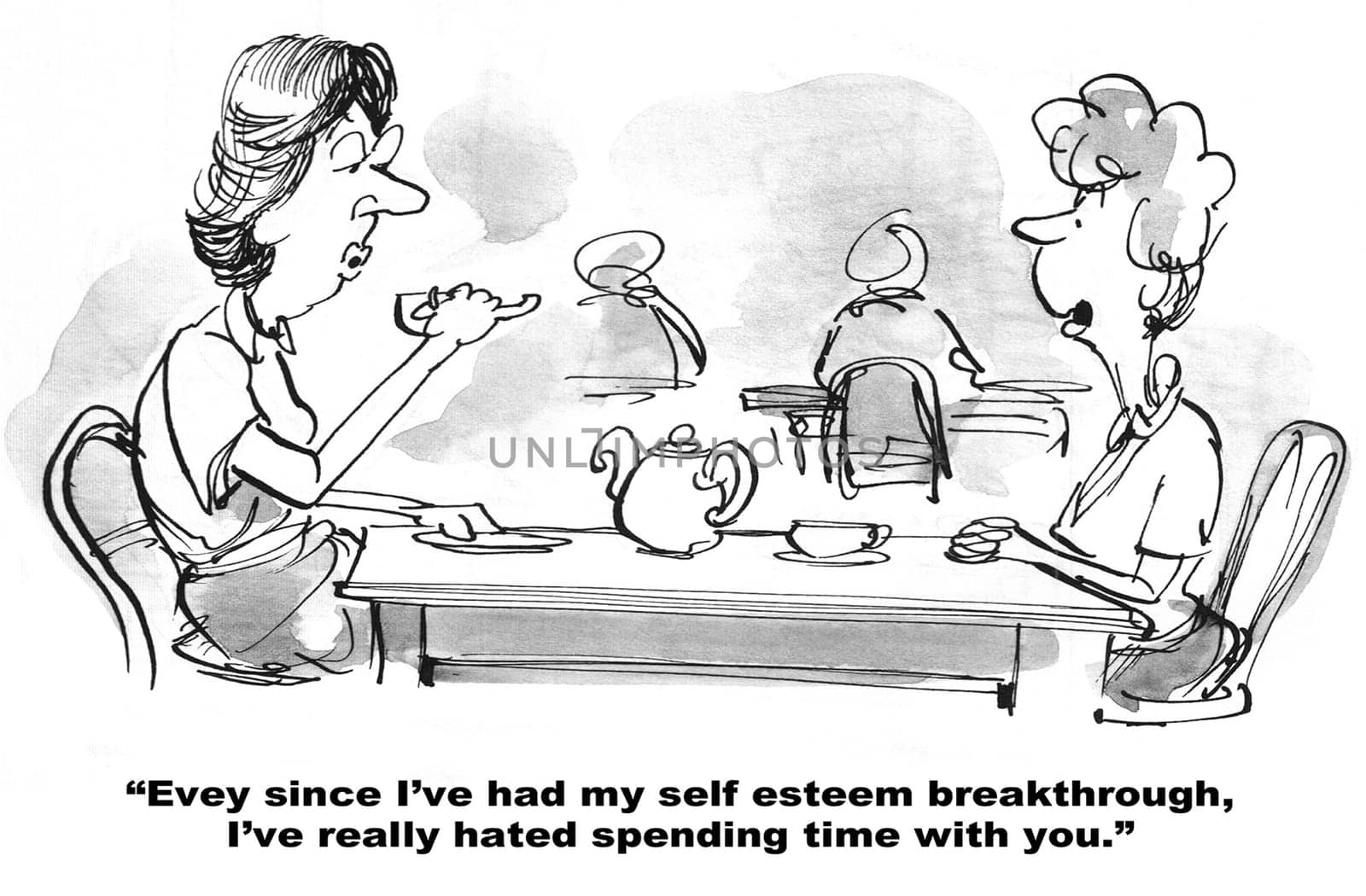 Cartoon about a woman telling her friend that she now hates her.