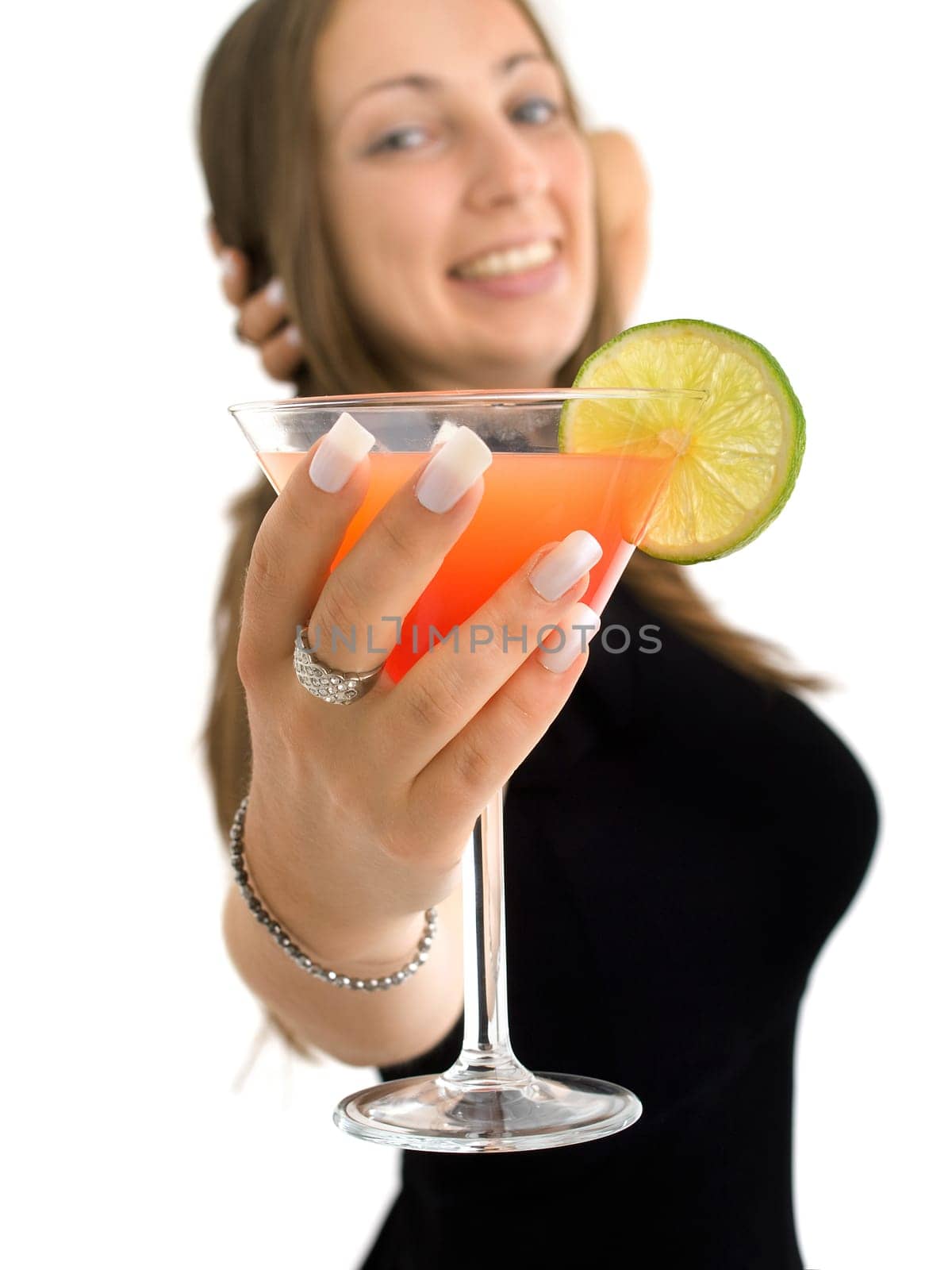Woman enjoying exotic drink