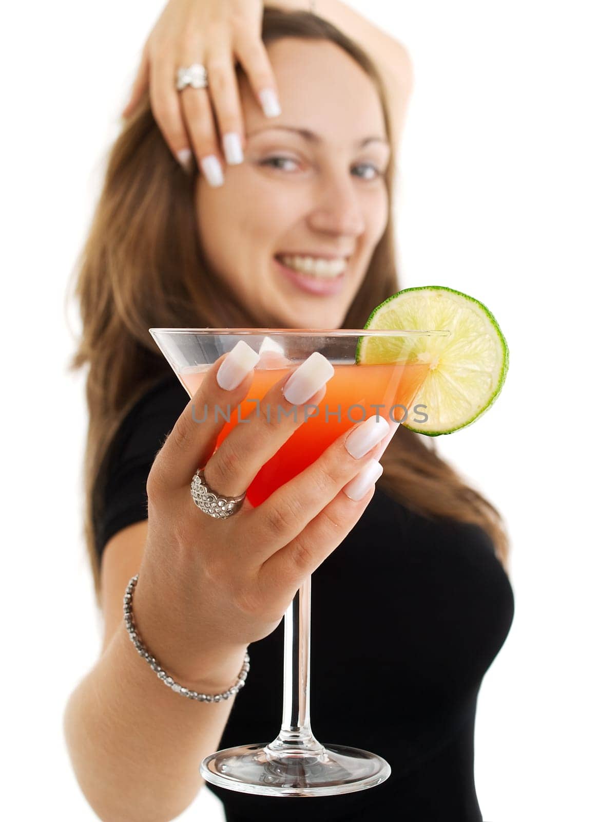 Woman enjoying exotic drink