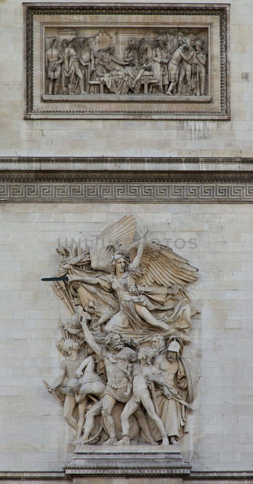 Close-up of the Arc de Triomphe in paris