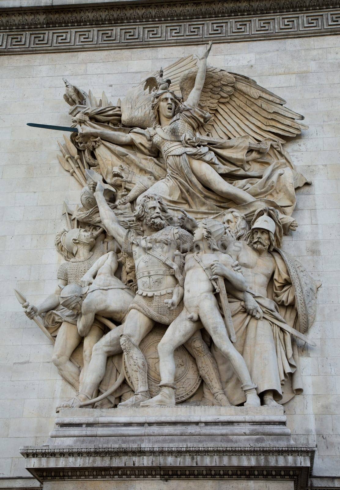Close-up of the Arc de Triomphe in paris