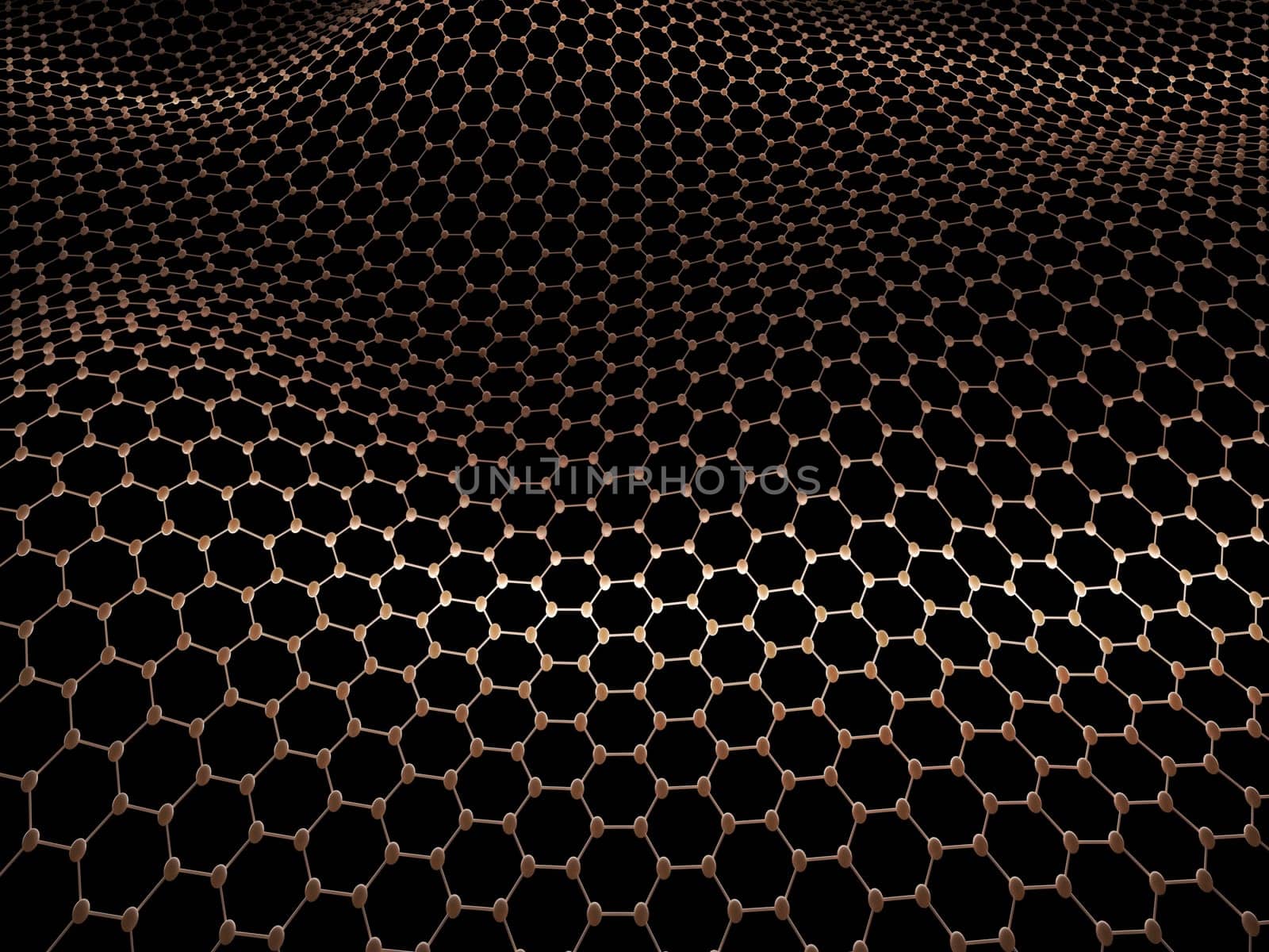 Several molecules connected, crystallized in the hexagonal system, concept of a carbon structure. Clipping path included.