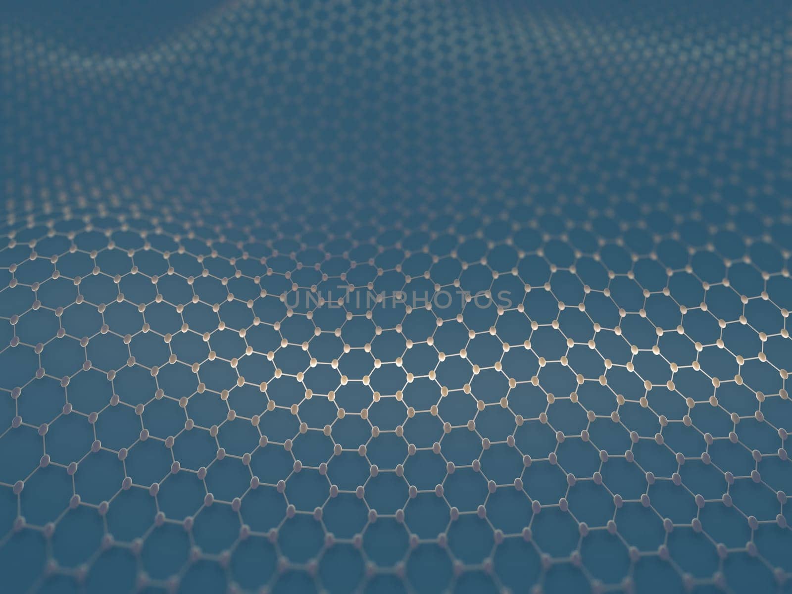 Several molecules connected, crystallized in the hexagonal system, concept of a carbon structure.
