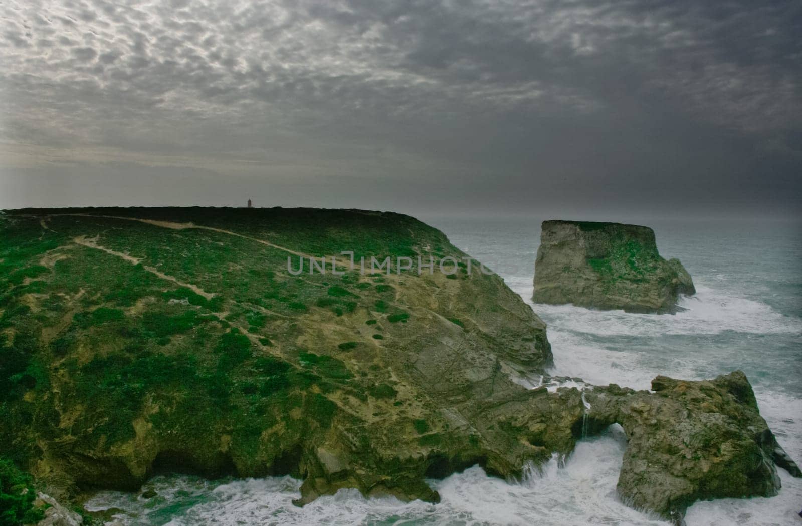 Stormy sunset at Saint Vicent cliffs, Algarve, Portugal