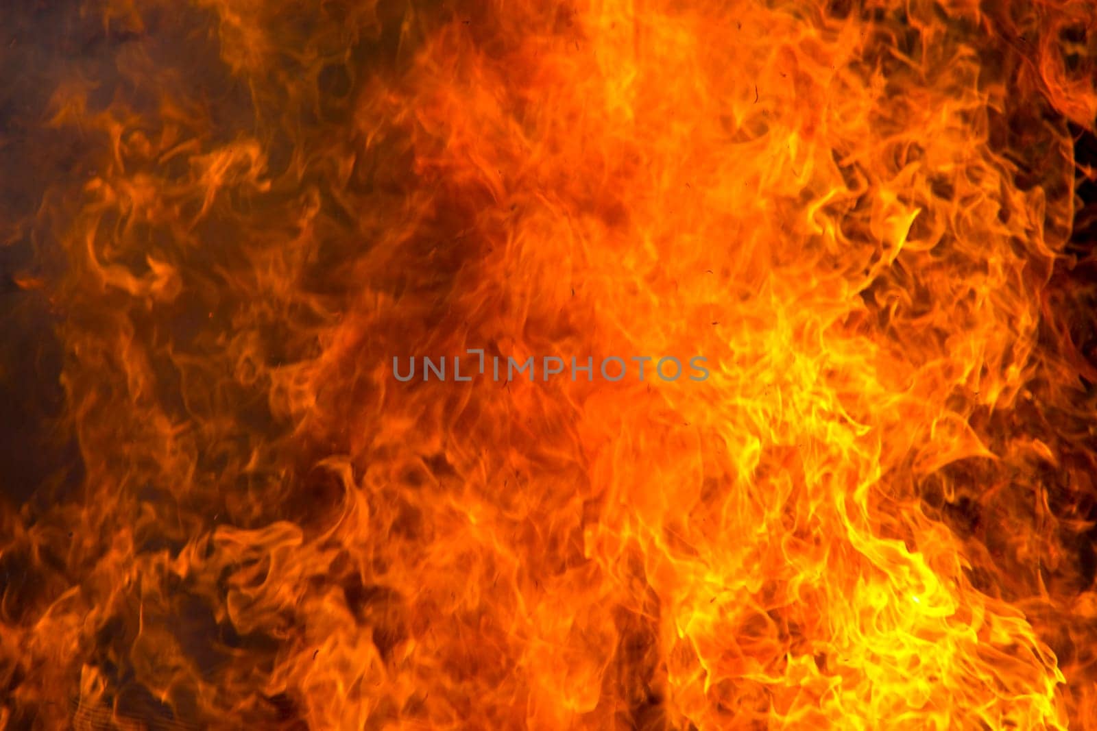 Large blazing sea of flames in detail