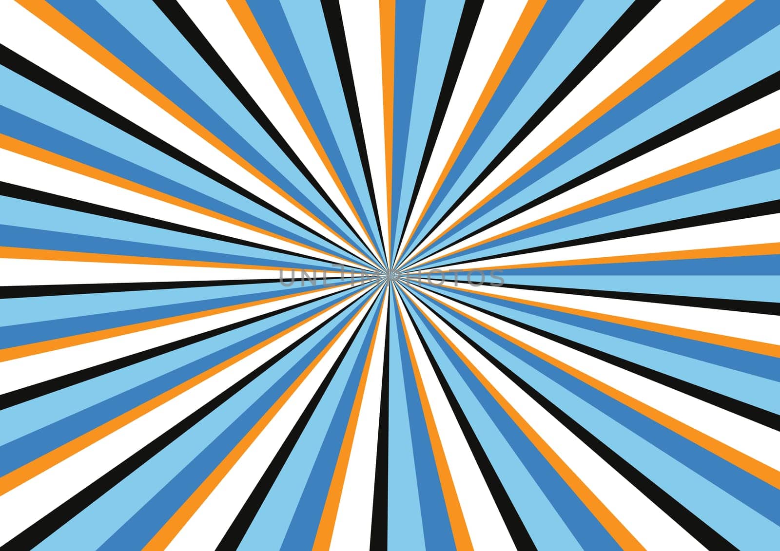 Radiant background in blue and orange tons