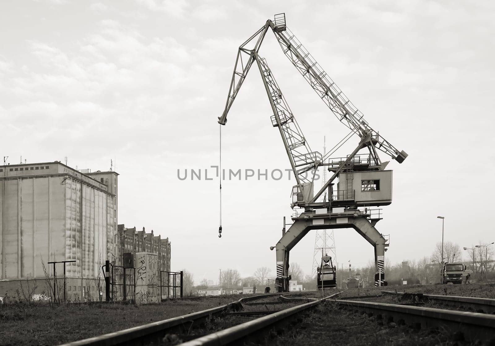 Crane in the port of Magdeburg