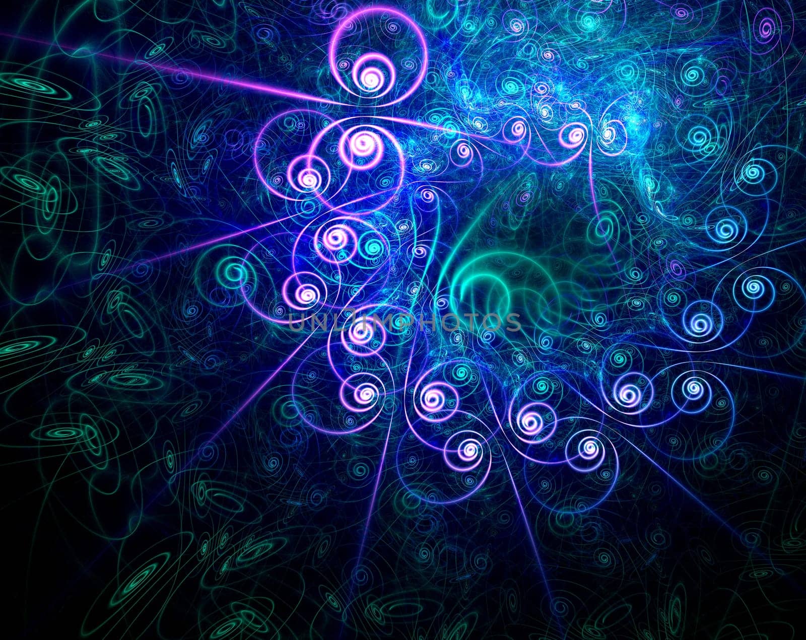 Computer-generated image for background and wallpaper - pink and green spirals.